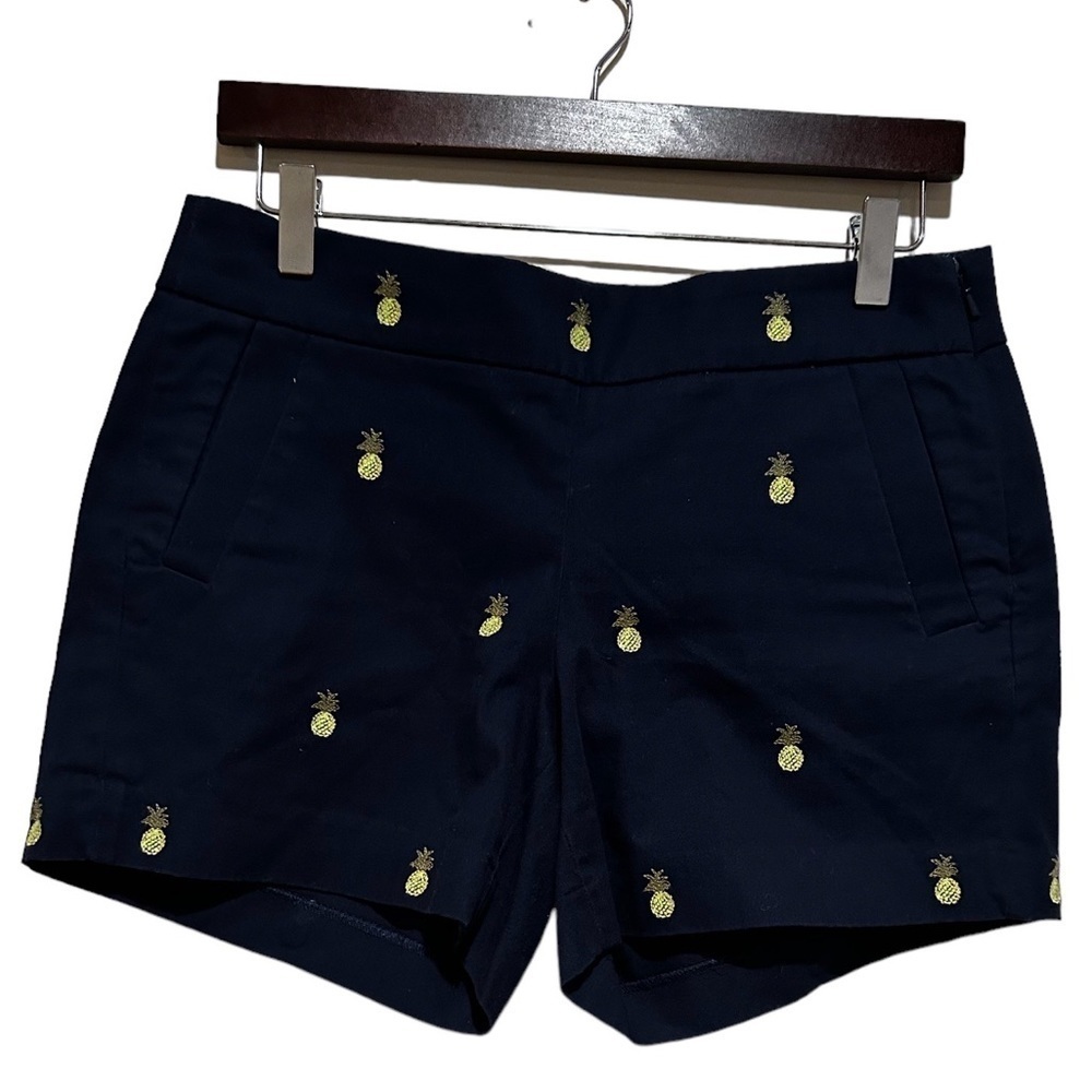 JCREW PINEAPPLE PRINT NAVY BLUE COTTON SUMMER BEACHY SHORTS 4 - Picture 3 of 11
